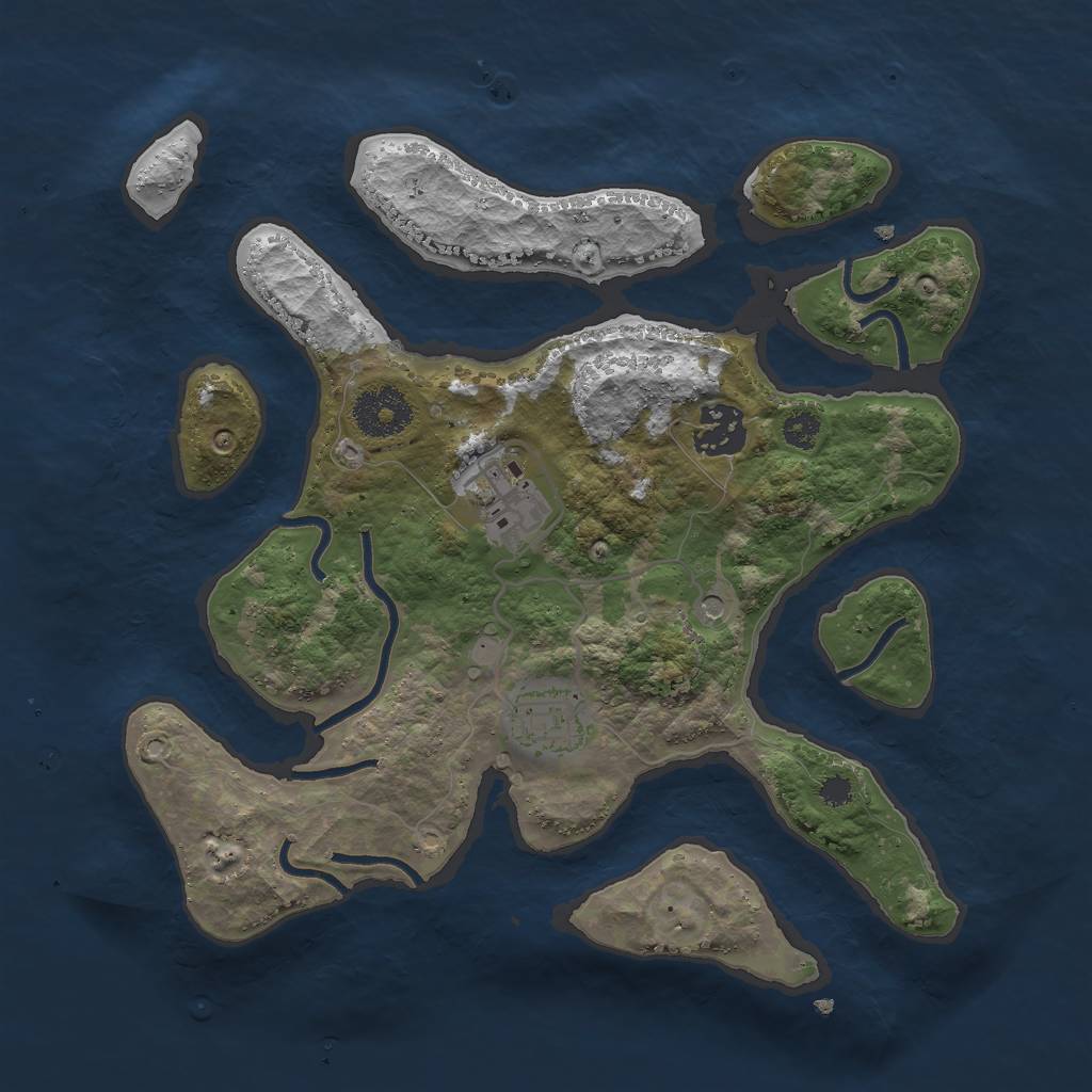 Rust Map: Procedural Map, Size: 3000, Seed: 1416590152, 6 Monuments