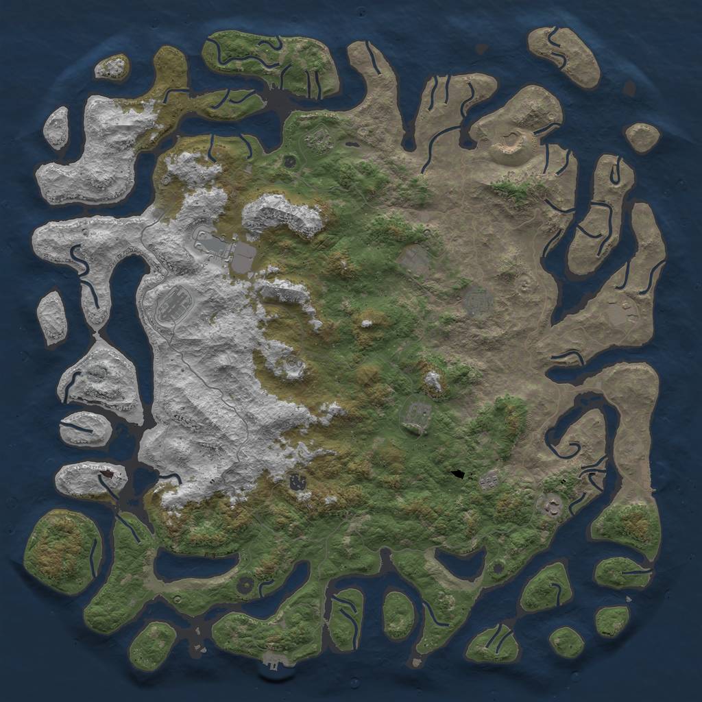 Rust Map: Procedural Map, Size: 6000, Seed: 51383, 16 Monuments