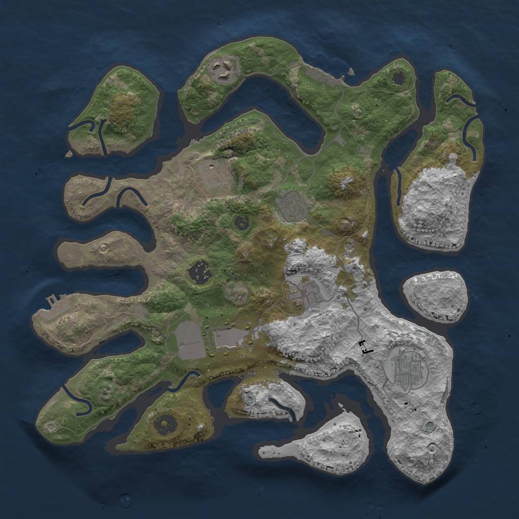 Rust Map: Procedural Map, Size: 3500, Seed: 897928, 12 Monuments