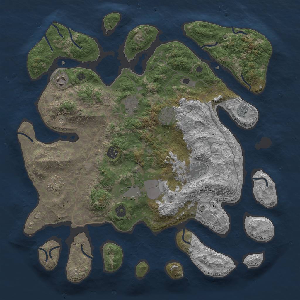 Rust Map: Procedural Map, Size: 4000, Seed: 503853233, 11 Monuments