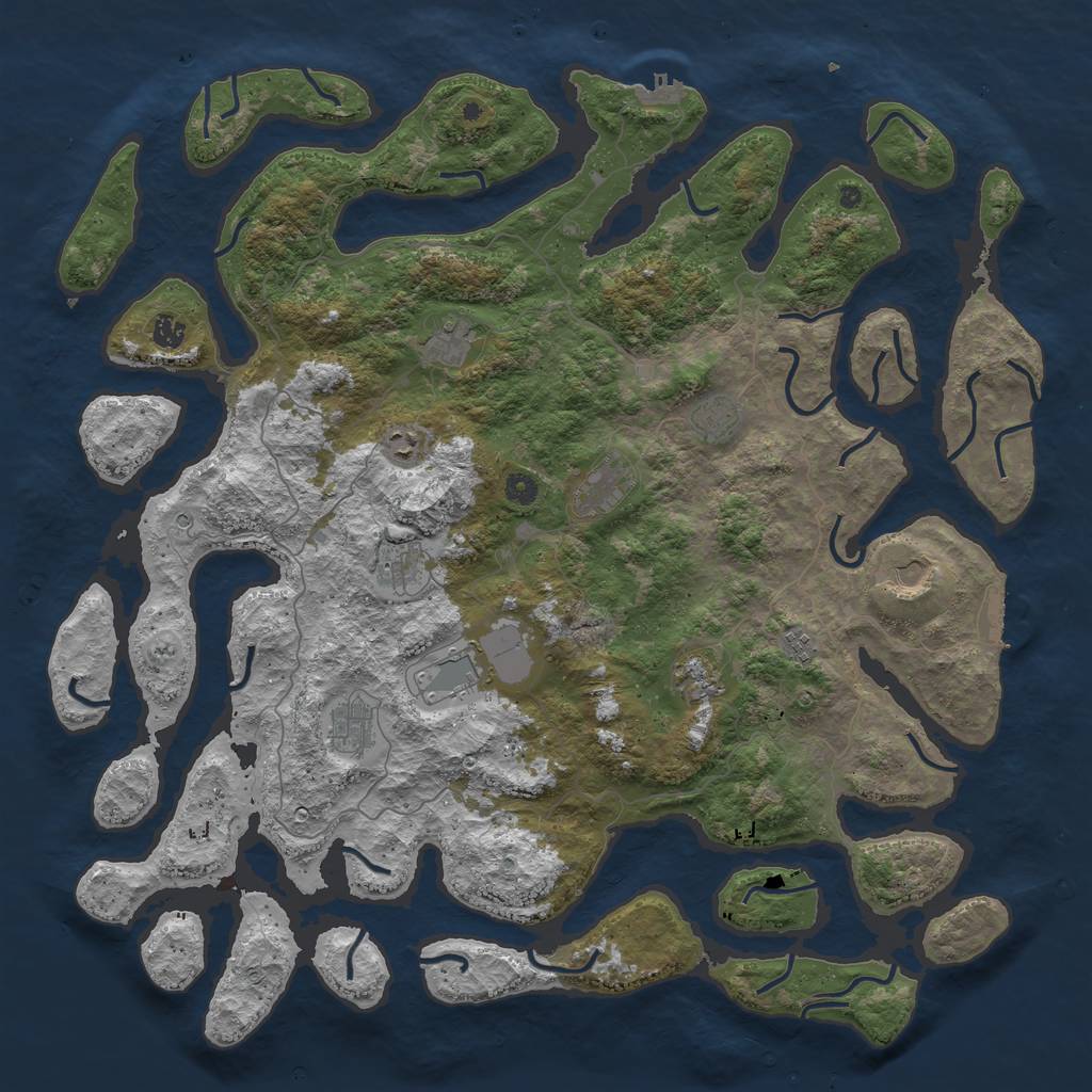 Rust Map: Procedural Map, Size: 5000, Seed: 33077600, 16 Monuments