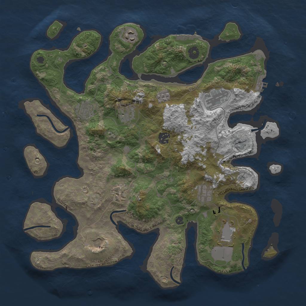 Rust Map: Procedural Map, Size: 3850, Seed: 321905368, 15 Monuments