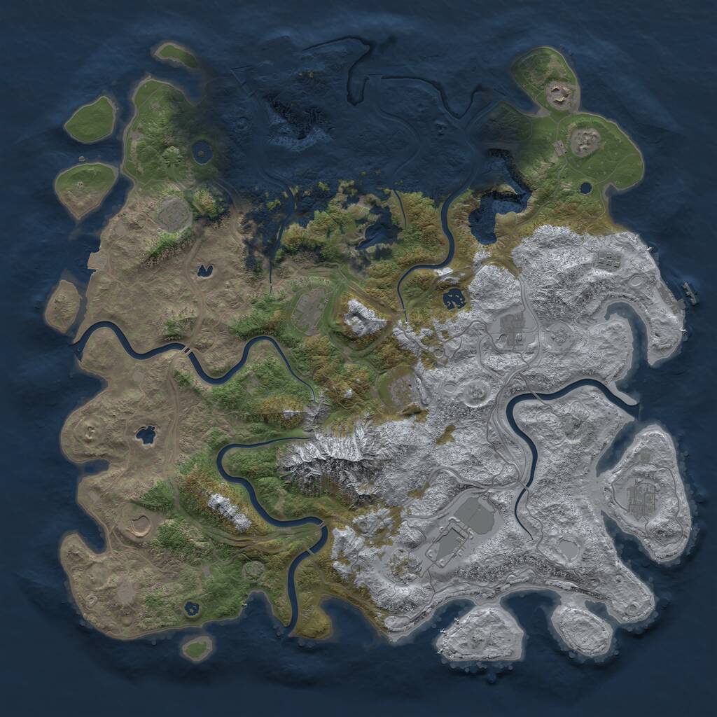 Rust Map: Procedural Map, Size: 5000, Seed: 74656, 17 Monuments