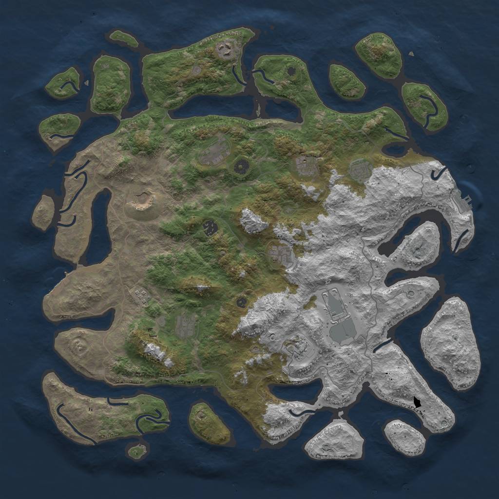 Rust Map: Procedural Map, Size: 5000, Seed: 74656, 16 Monuments