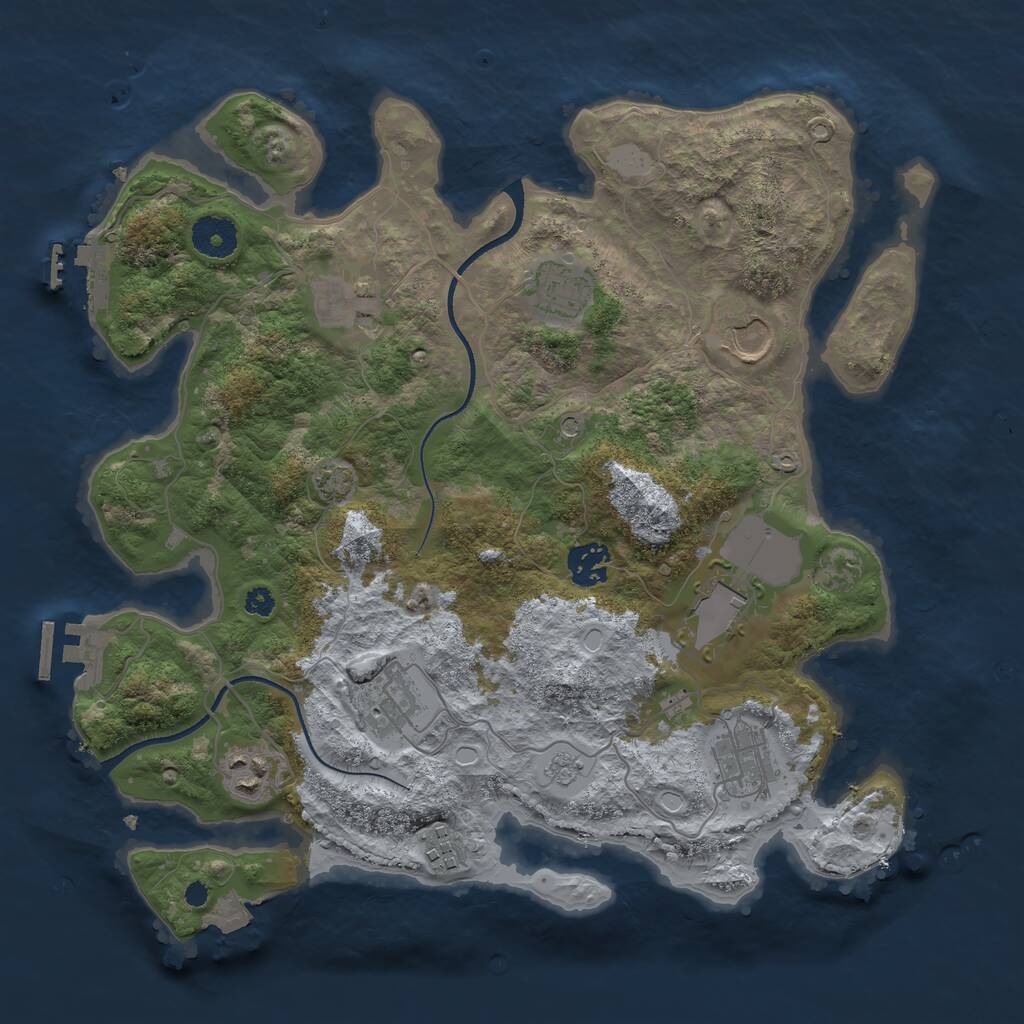 Rust Map: Procedural Map, Size: 3500, Seed: 784665, 15 Monuments