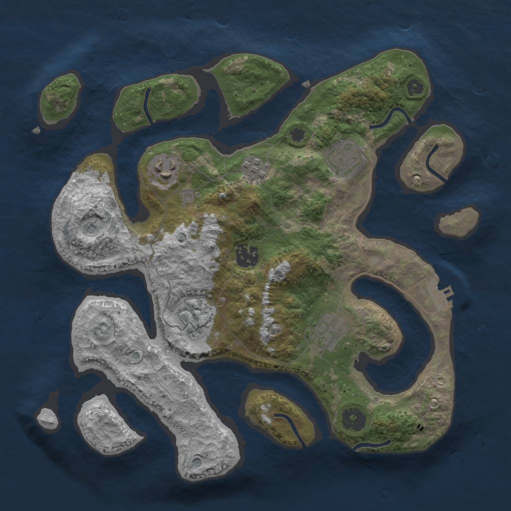 Rust Map: Procedural Map, Size: 3200, Seed: 7711488, 10 Monuments