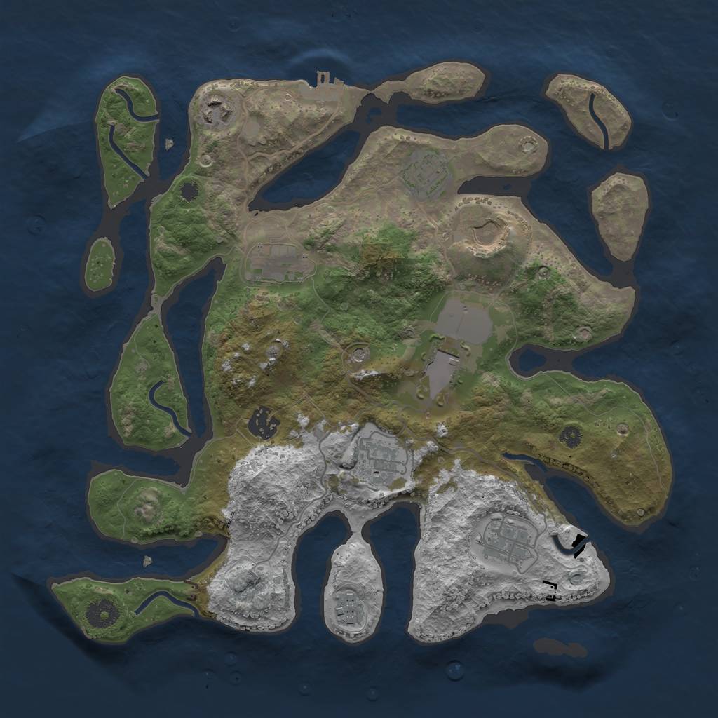 Rust Map: Procedural Map, Size: 3500, Seed: 221422, 13 Monuments