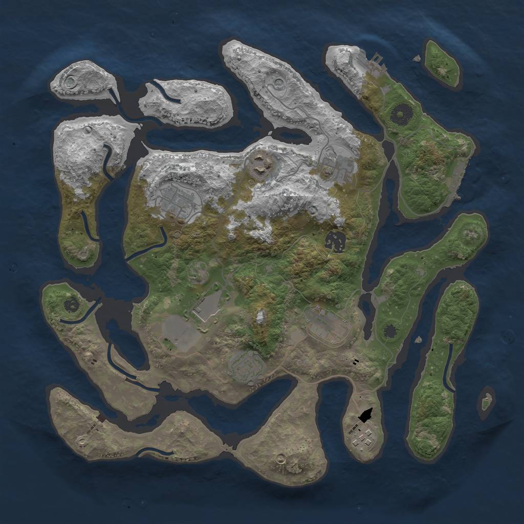 Rust Map: Procedural Map, Size: 3600, Seed: 5432, 13 Monuments