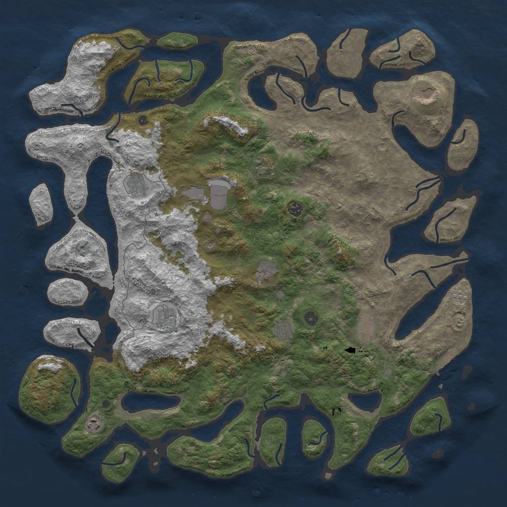 Rust Map: Procedural Map, Size: 5500, Seed: 51383, 15 Monuments