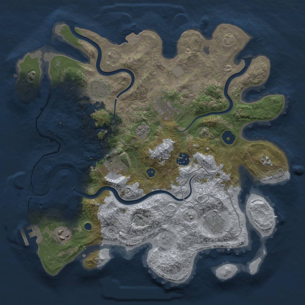 Rust Map: Procedural Map, Size: 3500, Seed: 514156, 12 Monuments