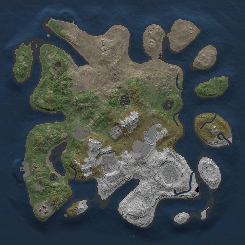 Rust Map: Procedural Map, Size: 3500, Seed: 514156, 14 Monuments