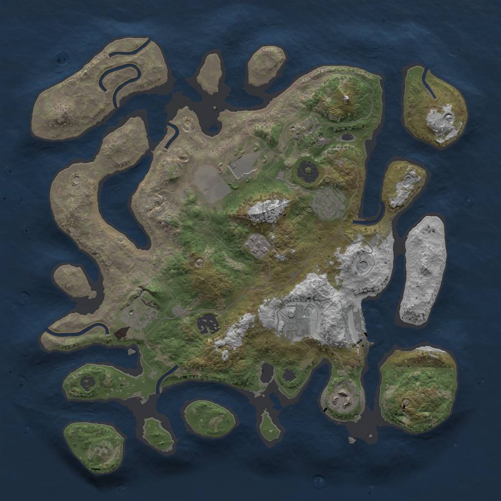 Rust Map: Procedural Map, Size: 3500, Seed: 131533, 12 Monuments