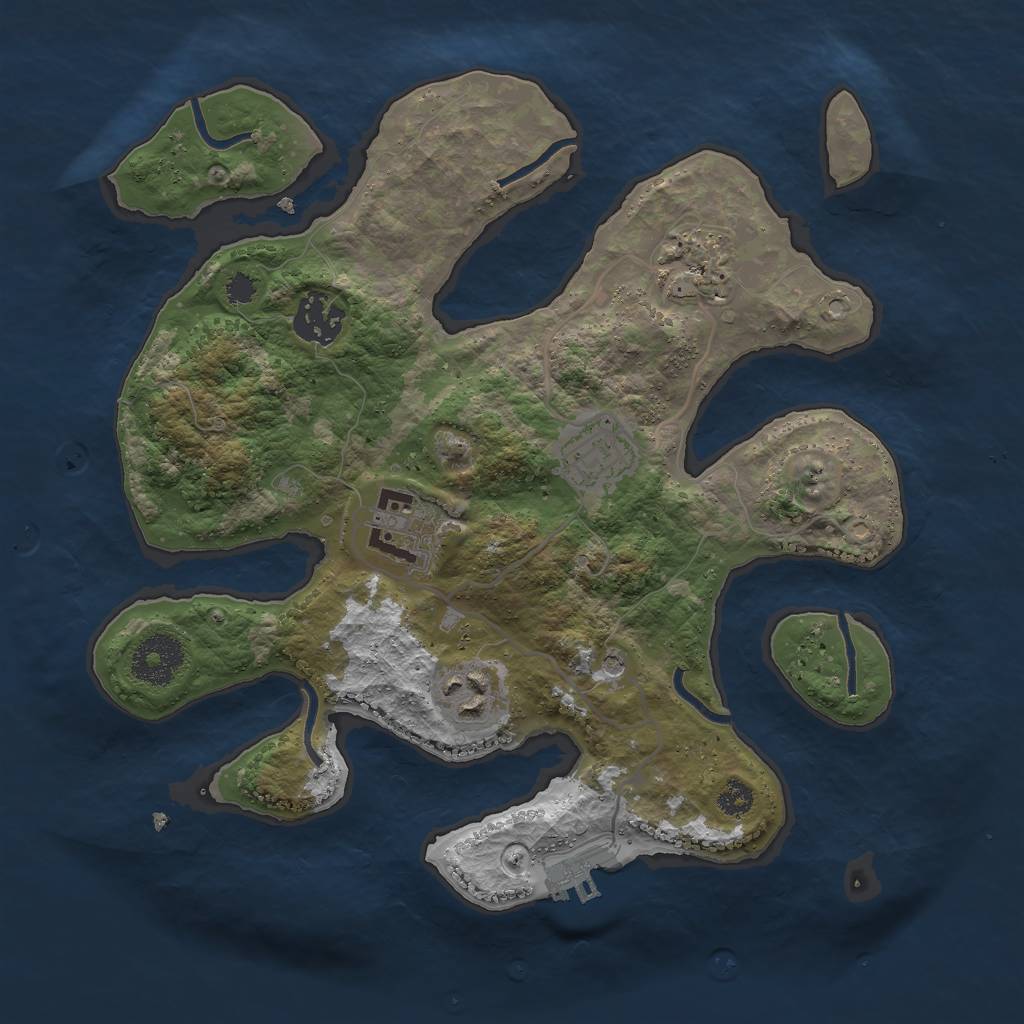 Rust Map: Procedural Map, Size: 3000, Seed: 75623474, 9 Monuments