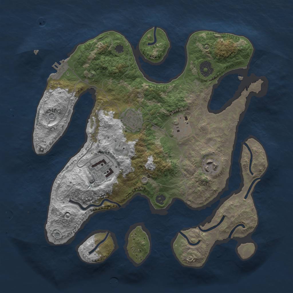 Rust Map: Procedural Map, Size: 3000, Seed: 1425913983, 8 Monuments