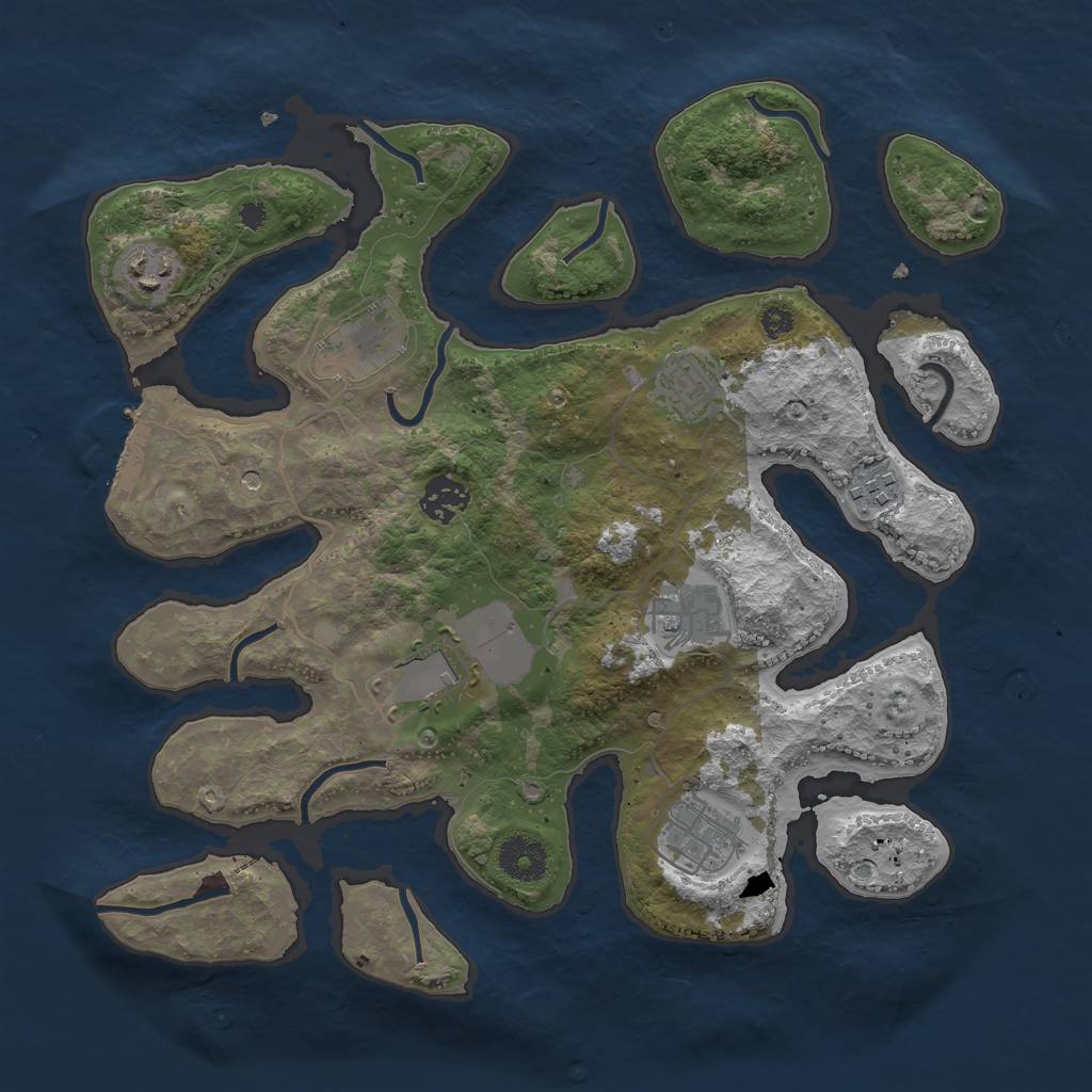 Rust Map: Procedural Map, Size: 3500, Seed: 386410, 12 Monuments