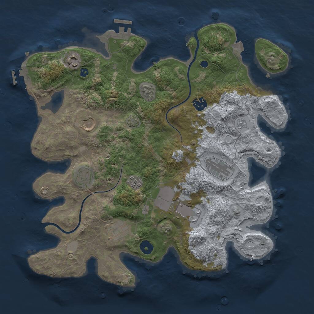 Rust Map: Procedural Map, Size: 3500, Seed: 386410, 13 Monuments