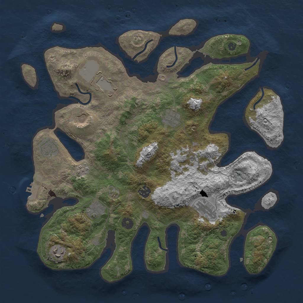 Rust Map: Procedural Map, Size: 3850, Seed: 1288706901, 13 Monuments