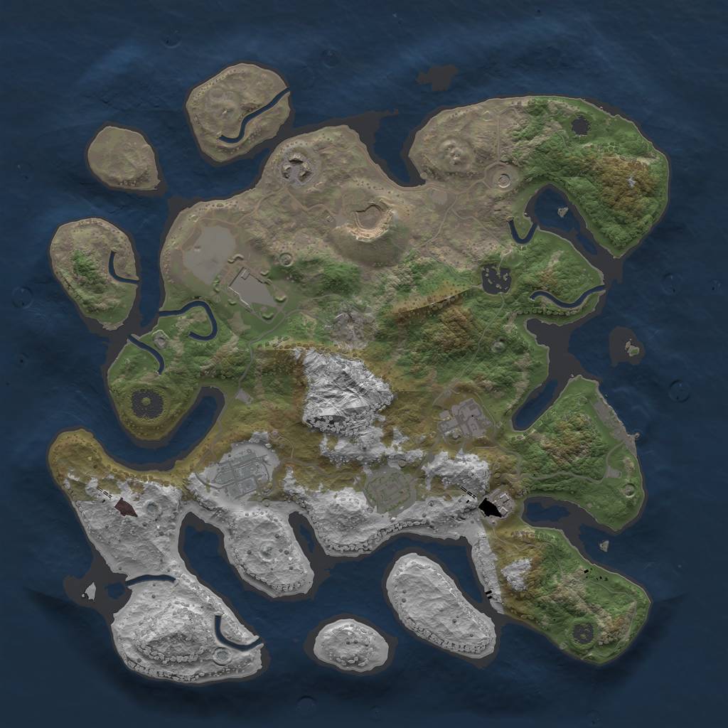 Rust Map: Procedural Map, Size: 3500, Seed: 479014, 12 Monuments