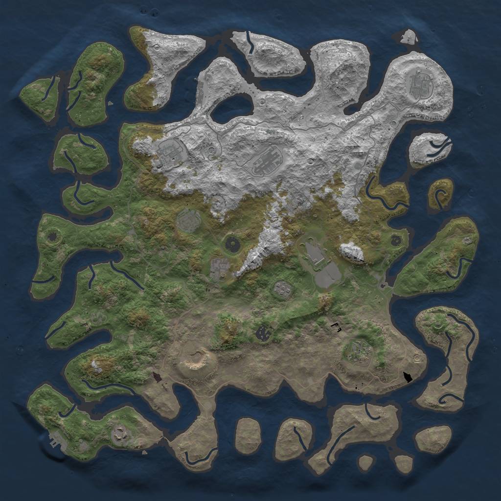 Rust Map: Procedural Map, Size: 5000, Seed: 568754, 16 Monuments