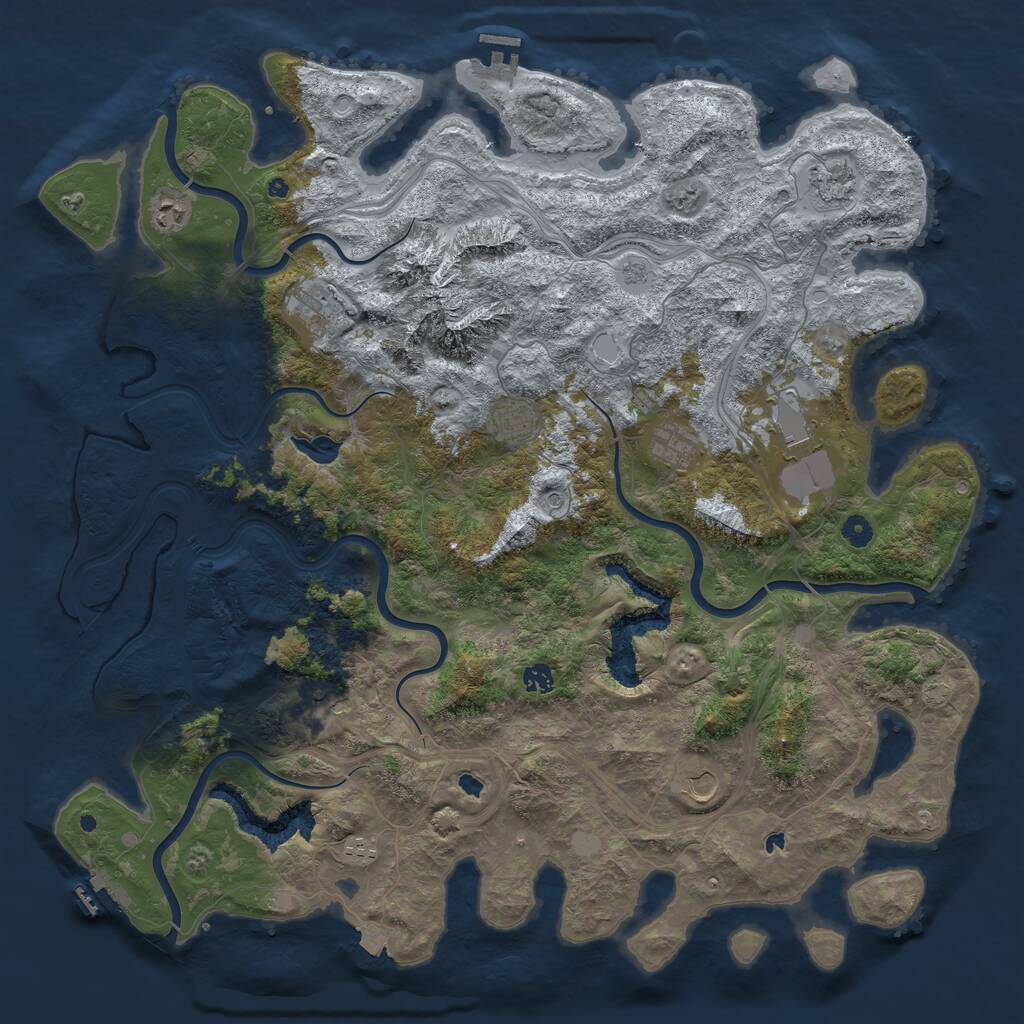 Rust Map: Procedural Map, Size: 5000, Seed: 568754, 16 Monuments