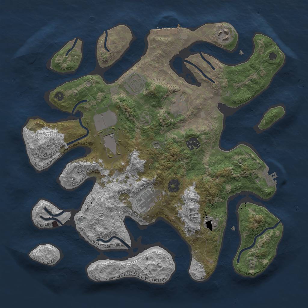 Rust Map: Procedural Map, Size: 3500, Seed: 576615726, 12 Monuments