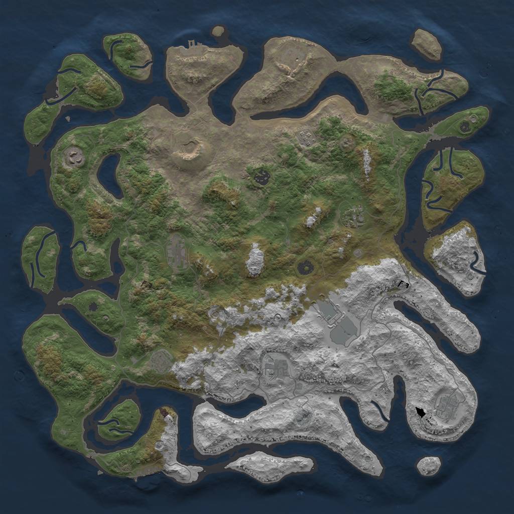 Rust Map: Procedural Map, Size: 5000, Seed: 2112340, 16 Monuments