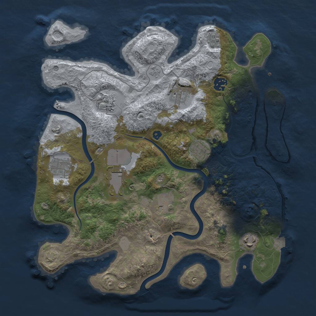 Rust Map: Procedural Map, Size: 3500, Seed: 75984652, 13 Monuments