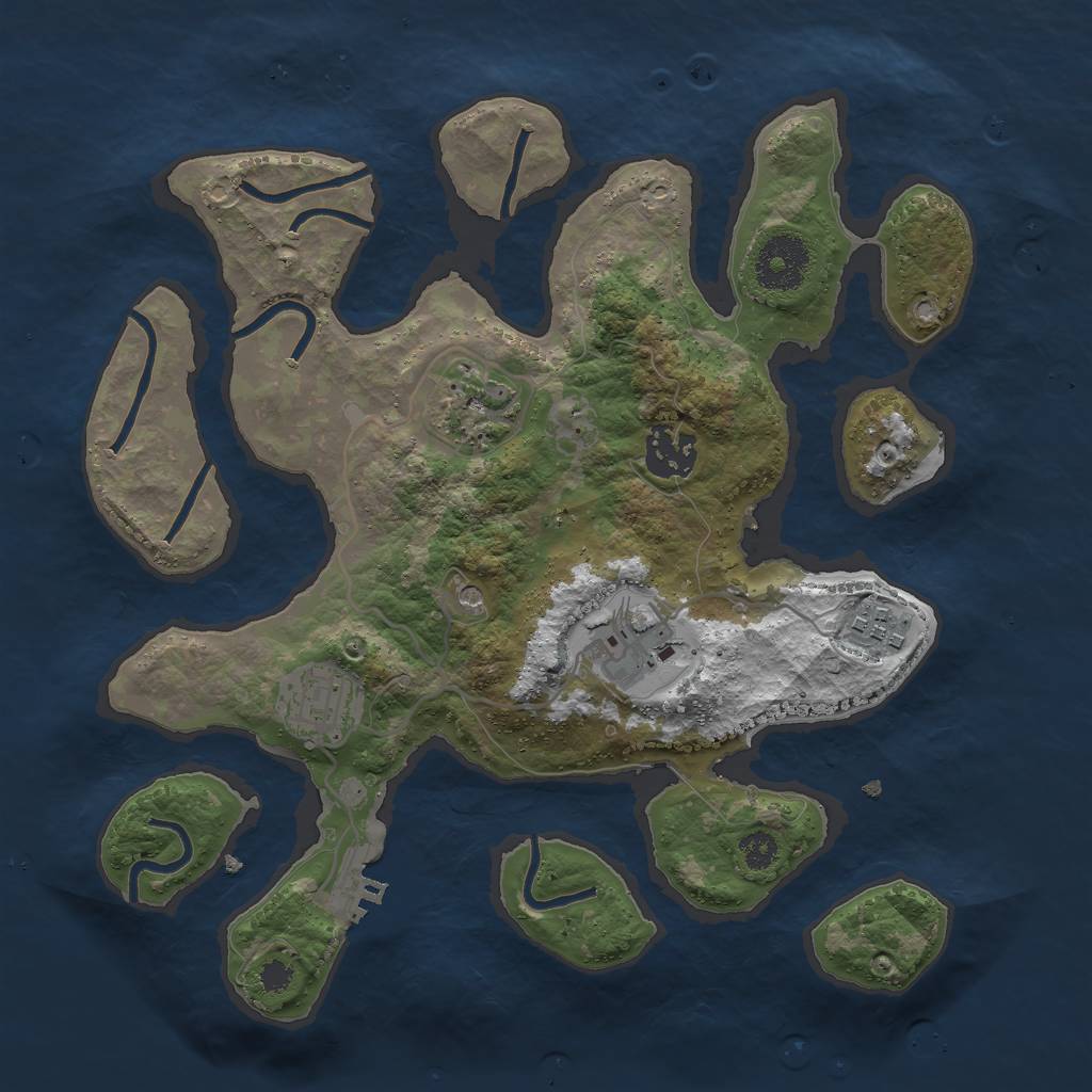 Rust Map: Procedural Map, Size: 3000, Seed: 77721011, 9 Monuments