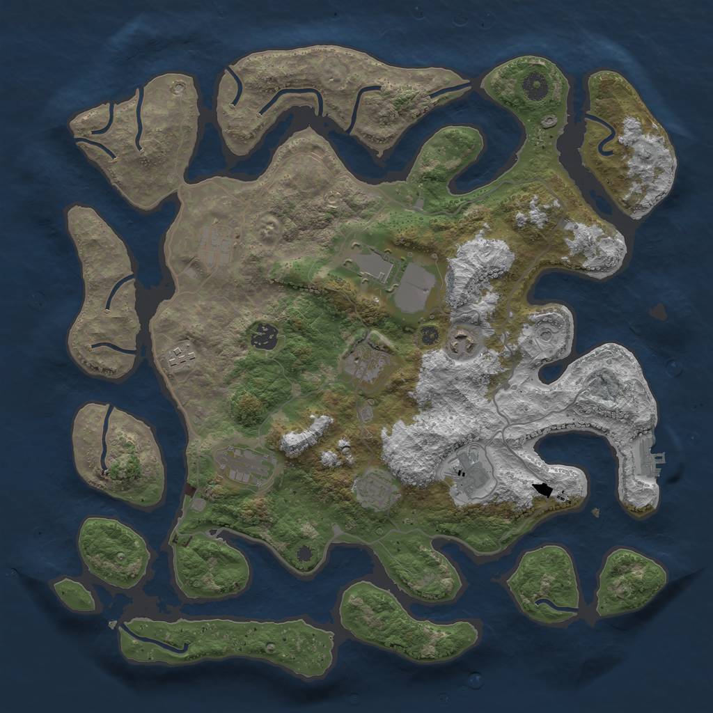 Rust Map: Procedural Map, Size: 4000, Seed: 2197879, 13 Monuments