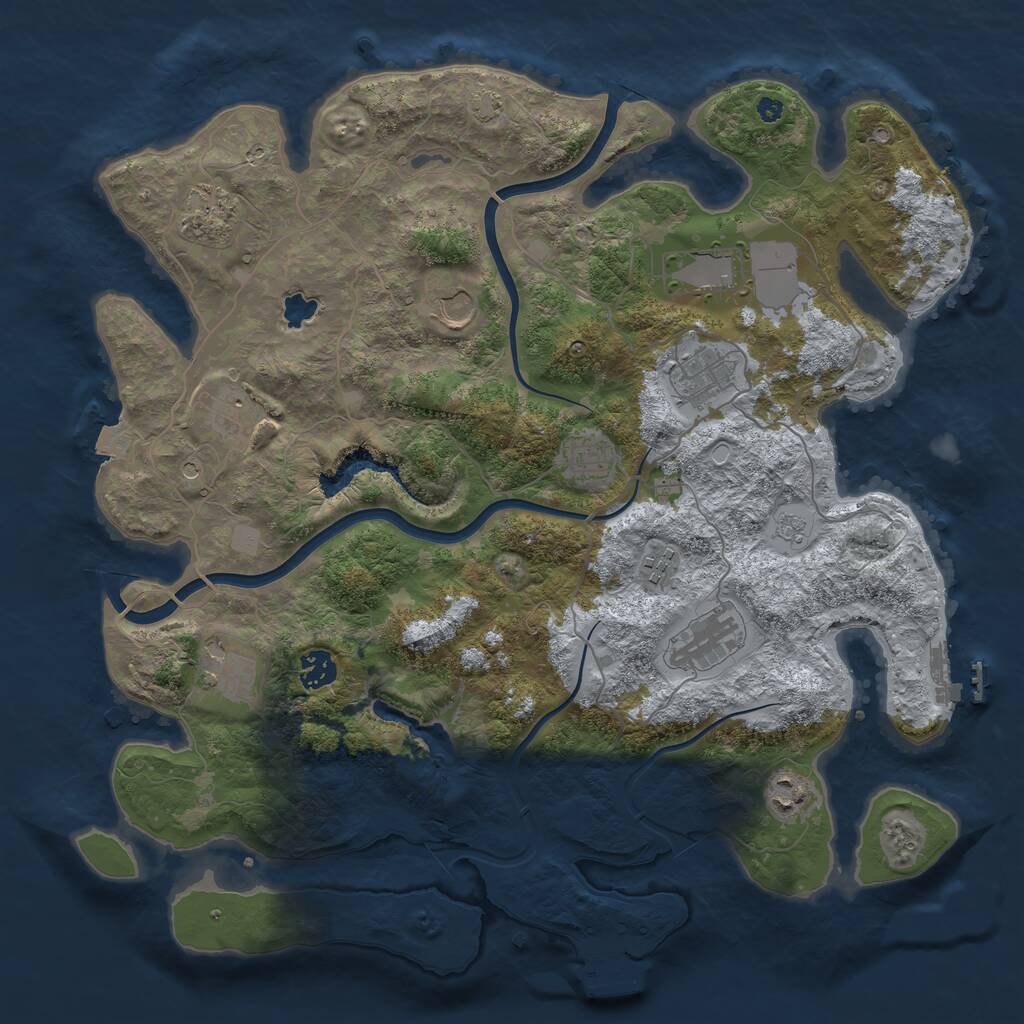 Rust Map: Procedural Map, Size: 4000, Seed: 2197879, 17 Monuments