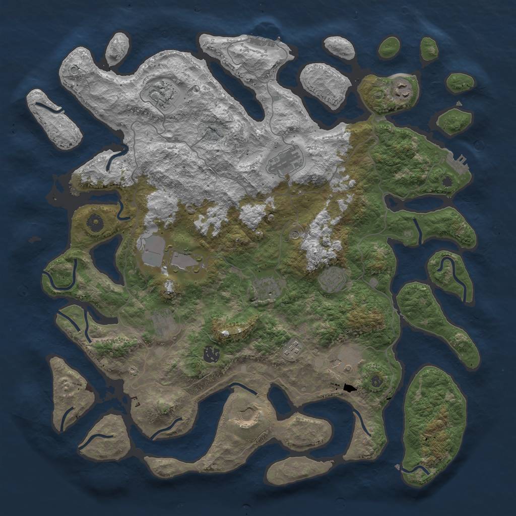 Rust Map: Procedural Map, Size: 4500, Seed: 685, 16 Monuments