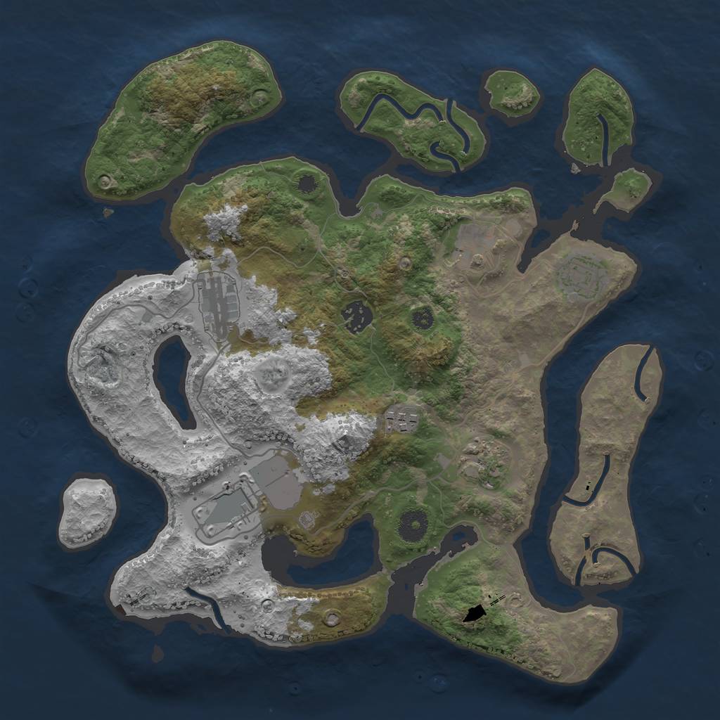 Rust Map: Procedural Map, Size: 3502, Seed: 581400943, 9 Monuments