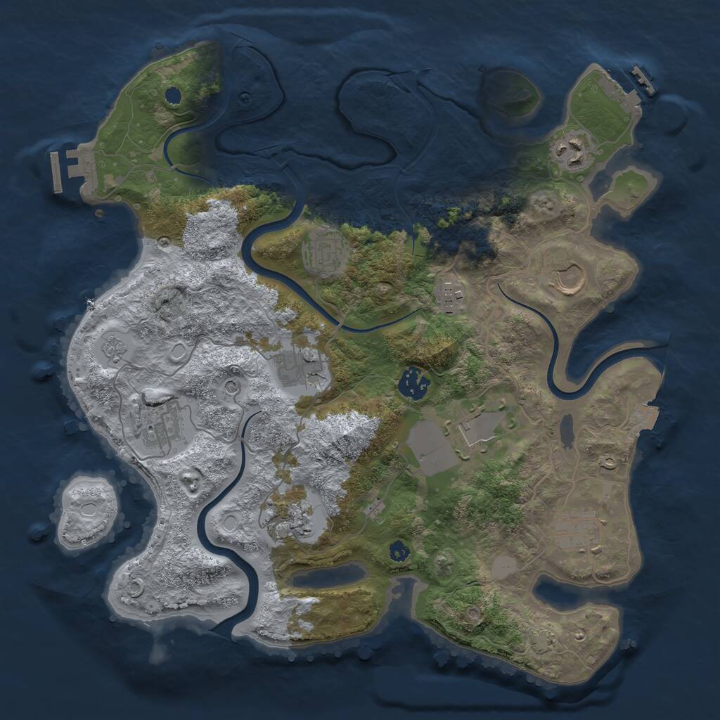 Rust Map: Procedural Map, Size: 3502, Seed: 581400943, 16 Monuments