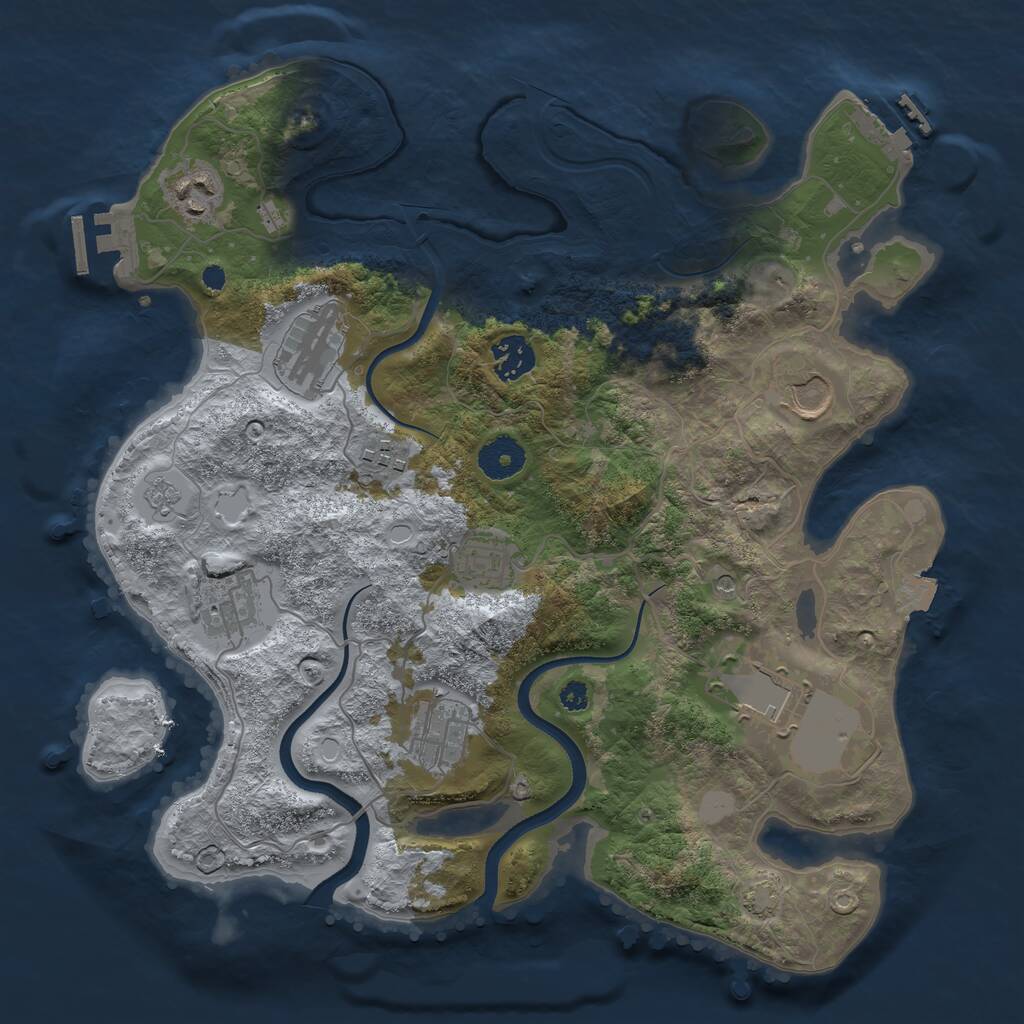Rust Map: Procedural Map, Size: 3502, Seed: 581400943, 15 Monuments