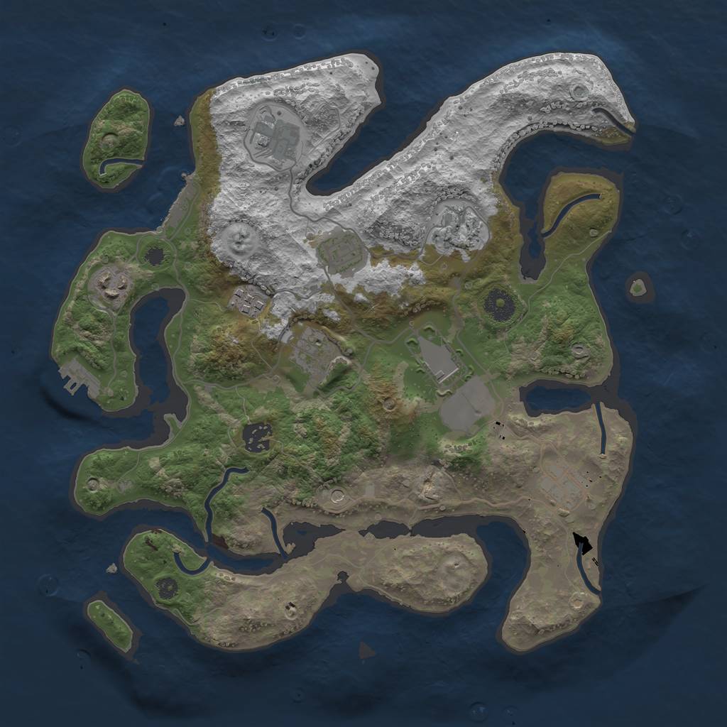 Rust Map: Procedural Map, Size: 3500, Seed: 25152215, 14 Monuments