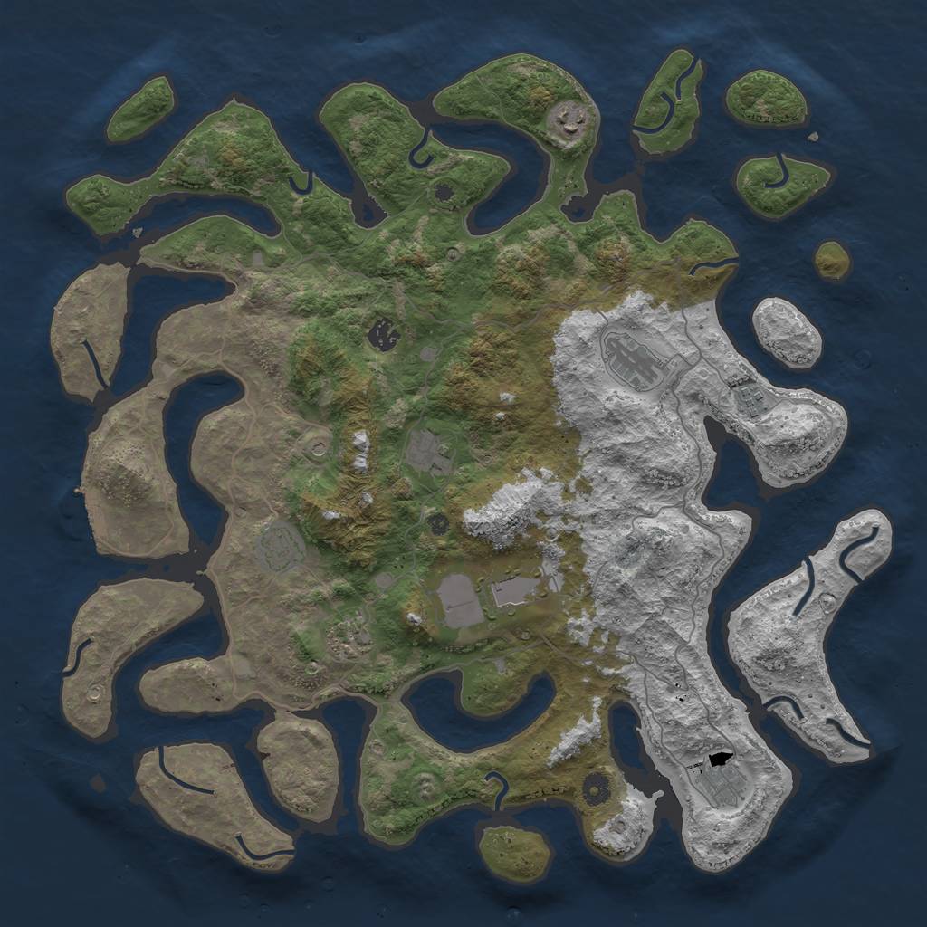 Rust Map: Procedural Map, Size: 4500, Seed: 443855475, 13 Monuments