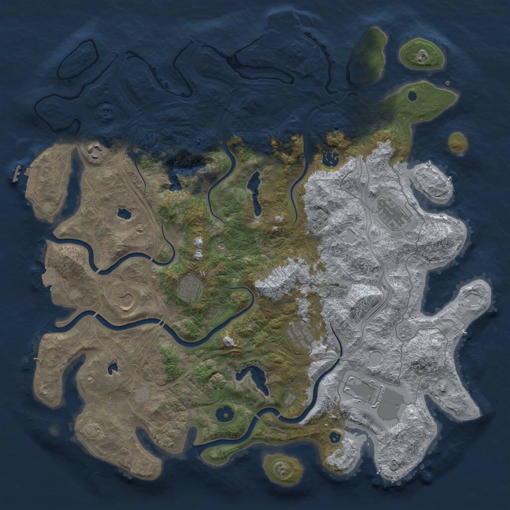 Rust Map: Procedural Map, Size: 4500, Seed: 443855475, 14 Monuments