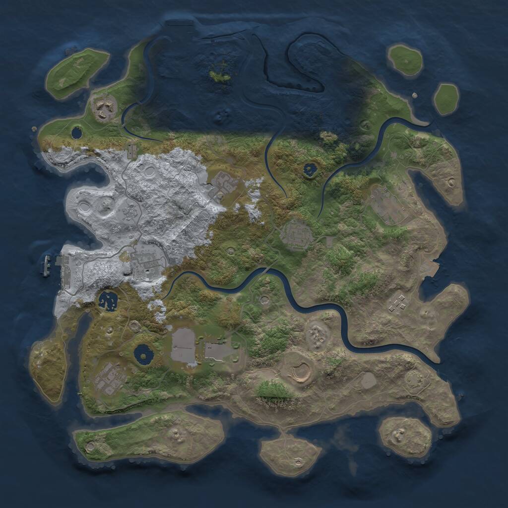 Rust Map: Procedural Map, Size: 3850, Seed: 580822096, 16 Monuments
