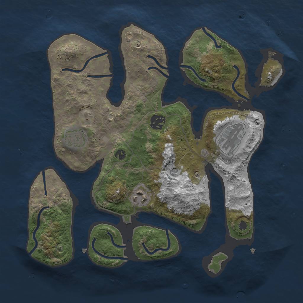 Rust Map: Procedural Map, Size: 3000, Seed: 625527249, 7 Monuments