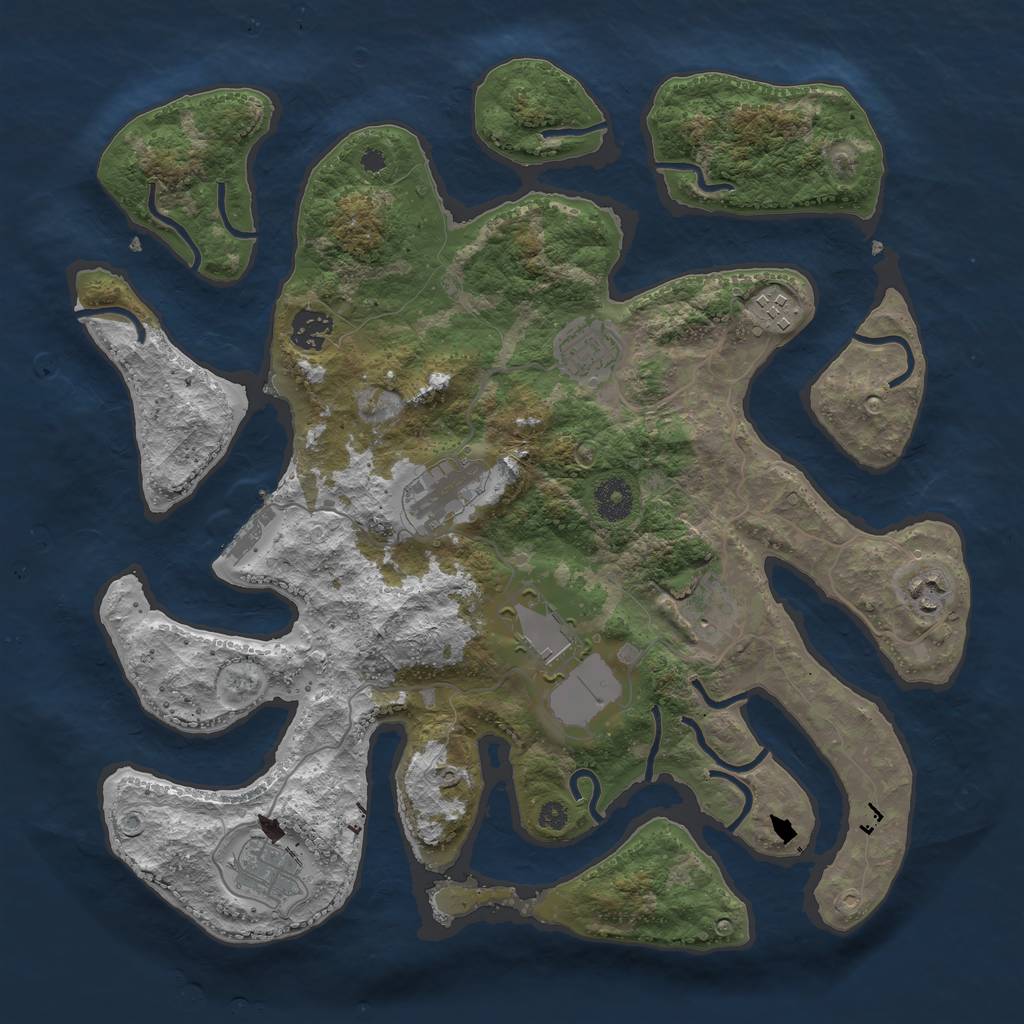 Rust Map: Procedural Map, Size: 3700, Seed: 2314876, 11 Monuments