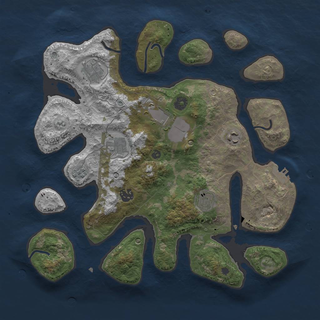 Rust Map: Procedural Map, Size: 3500, Seed: 737408875, 10 Monuments