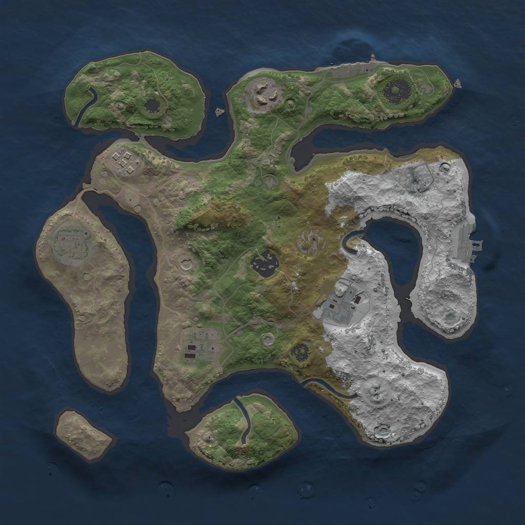 Rust Map: Procedural Map, Size: 3000, Seed: 207567990, 11 Monuments