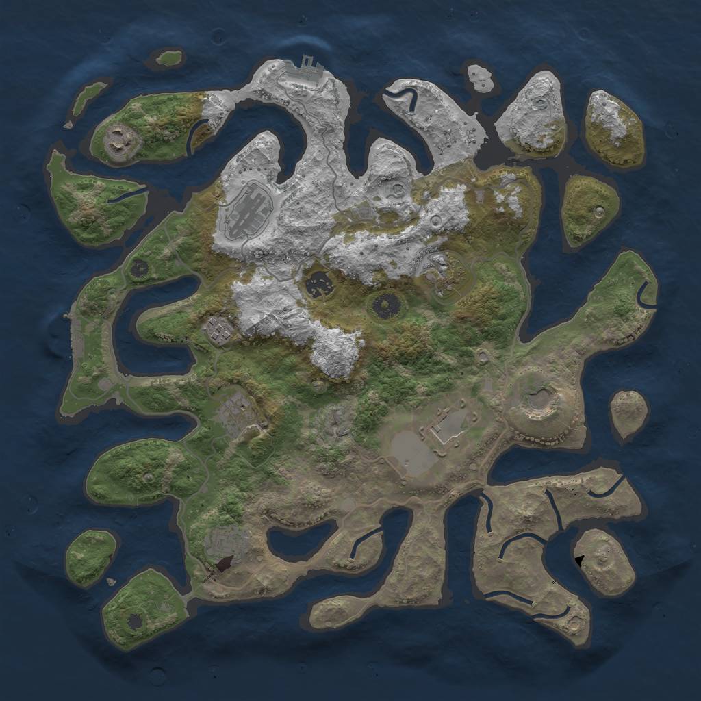 Rust Map: Procedural Map, Size: 4000, Seed: 8457, 14 Monuments