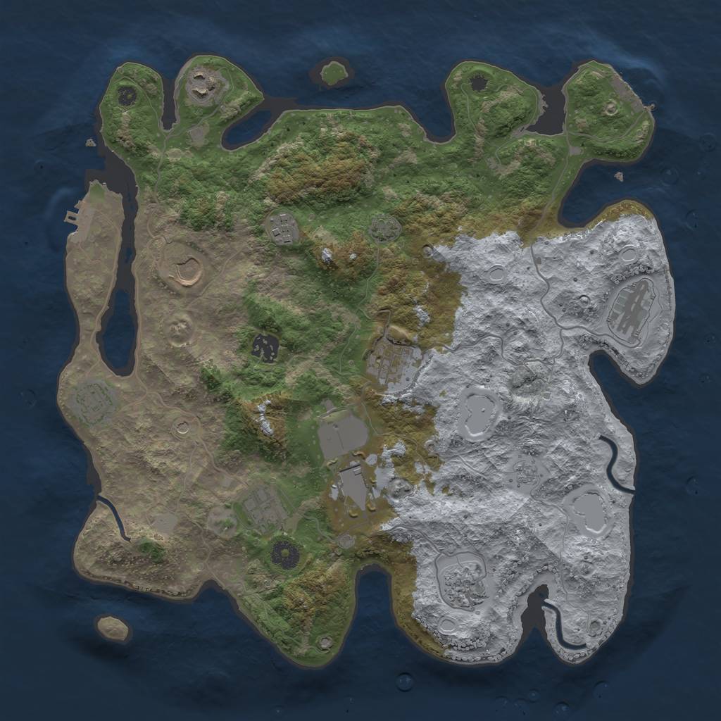 Rust Map: Procedural Map, Size: 3800, Seed: 3300, 18 Monuments