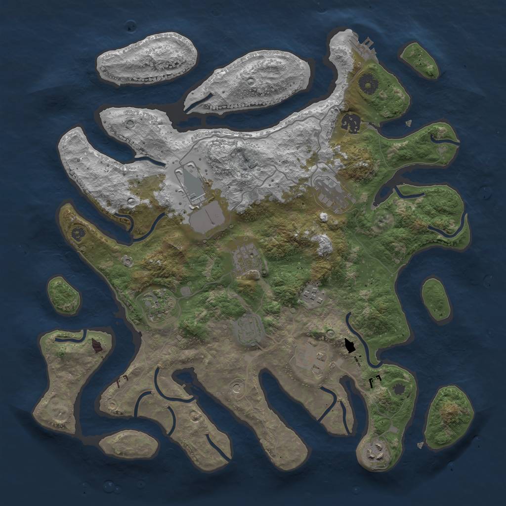 Rust Map: Procedural Map, Size: 3800, Seed: 32235714, 13 Monuments