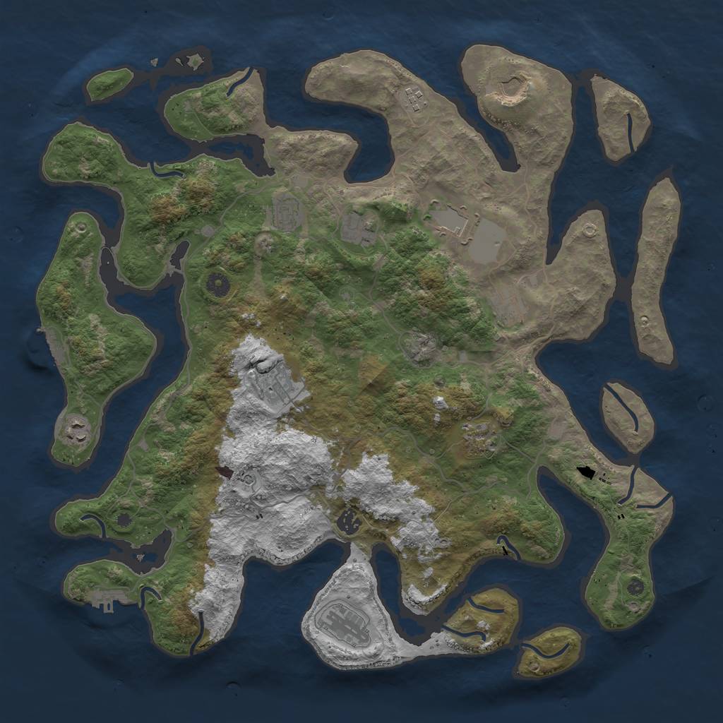 Rust Map: Procedural Map, Size: 4500, Seed: 408, 16 Monuments