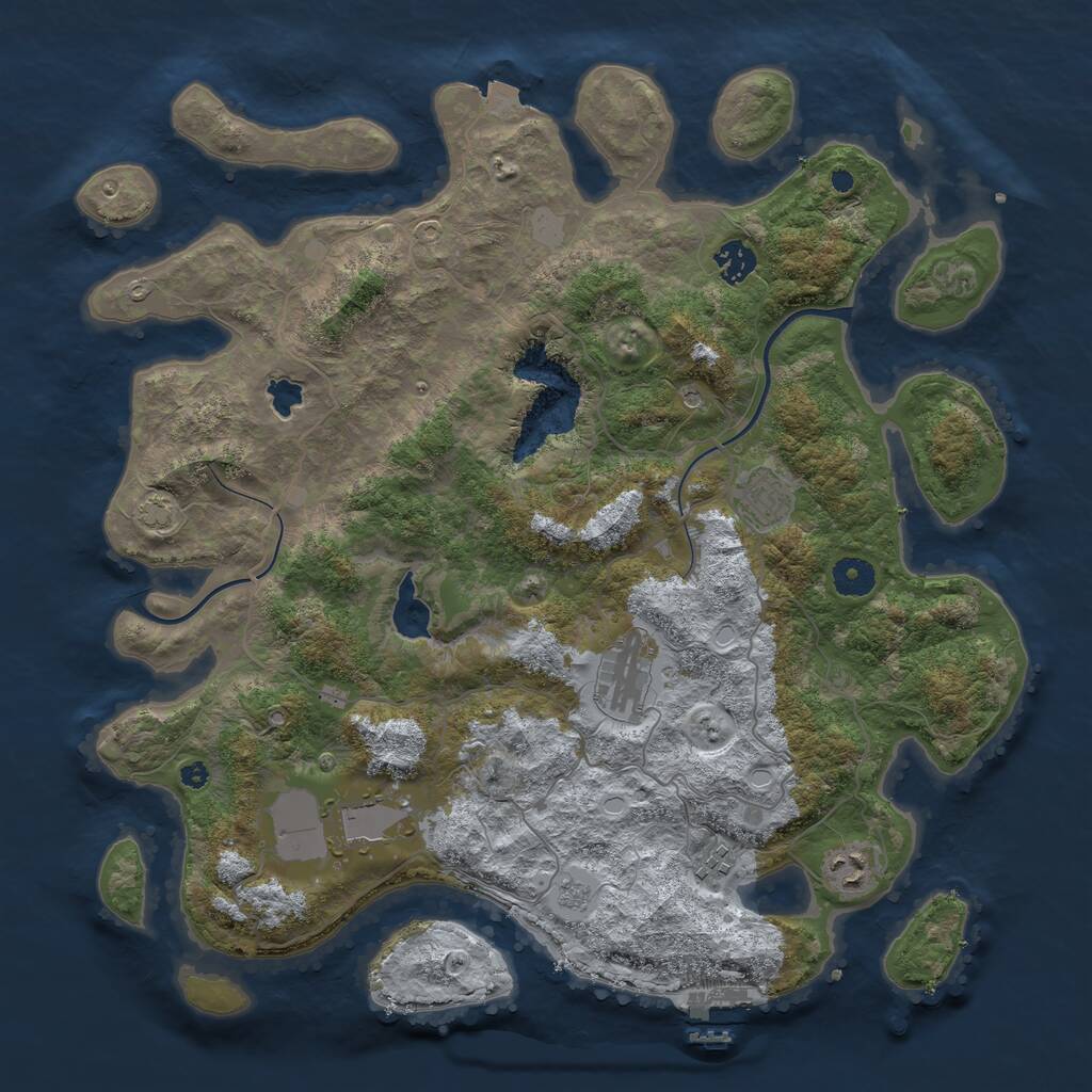 Rust Map: Procedural Map, Size: 4000, Seed: 460373142, 11 Monuments