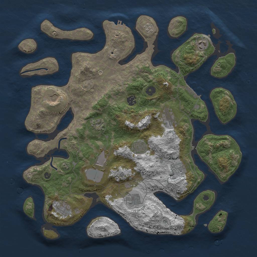 Rust Map: Procedural Map, Size: 4000, Seed: 460373142, 16 Monuments