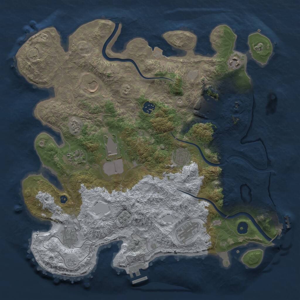 Rust Map: Procedural Map, Size: 3850, Seed: 327986162, 16 Monuments