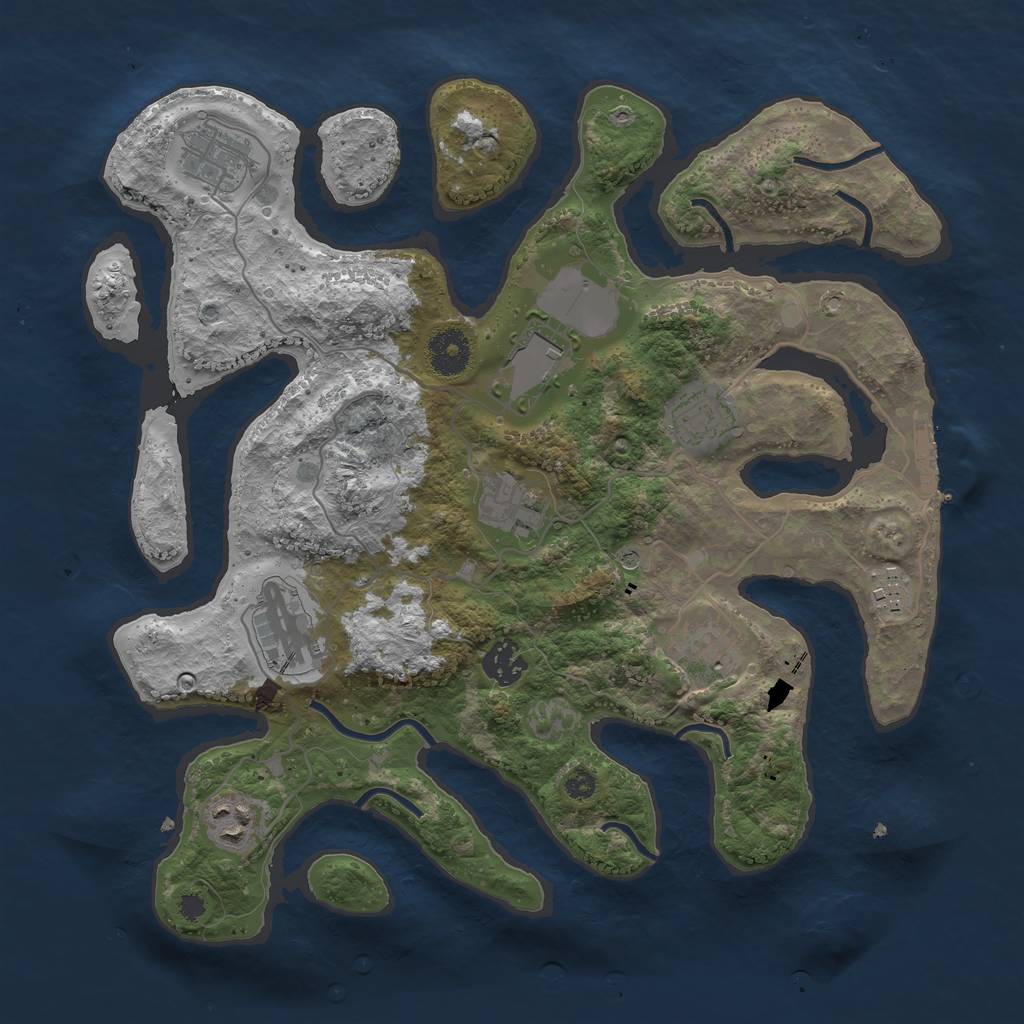 Rust Map: Procedural Map, Size: 3500, Seed: 1740041780, 13 Monuments